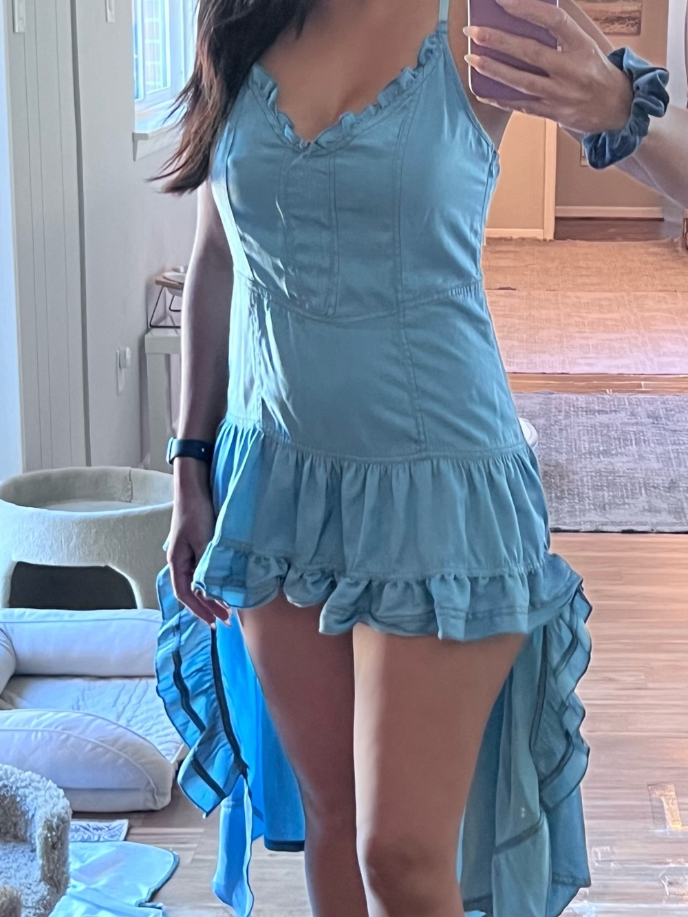 Light Blue Ruffle High-Low Dress - Picture 3 of 15